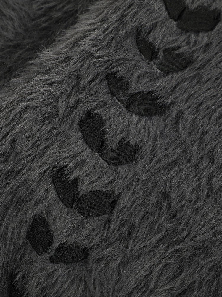 'Moon Bunny' Faux Fur Rabbit Ear Hoodie Cardigan AlielNosirrah