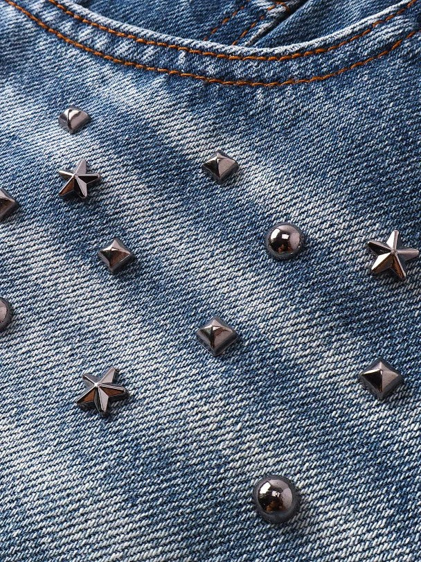 'Street Outlaw' Vintage Studded Raw Hem Denim Shorts AlielNosirrah