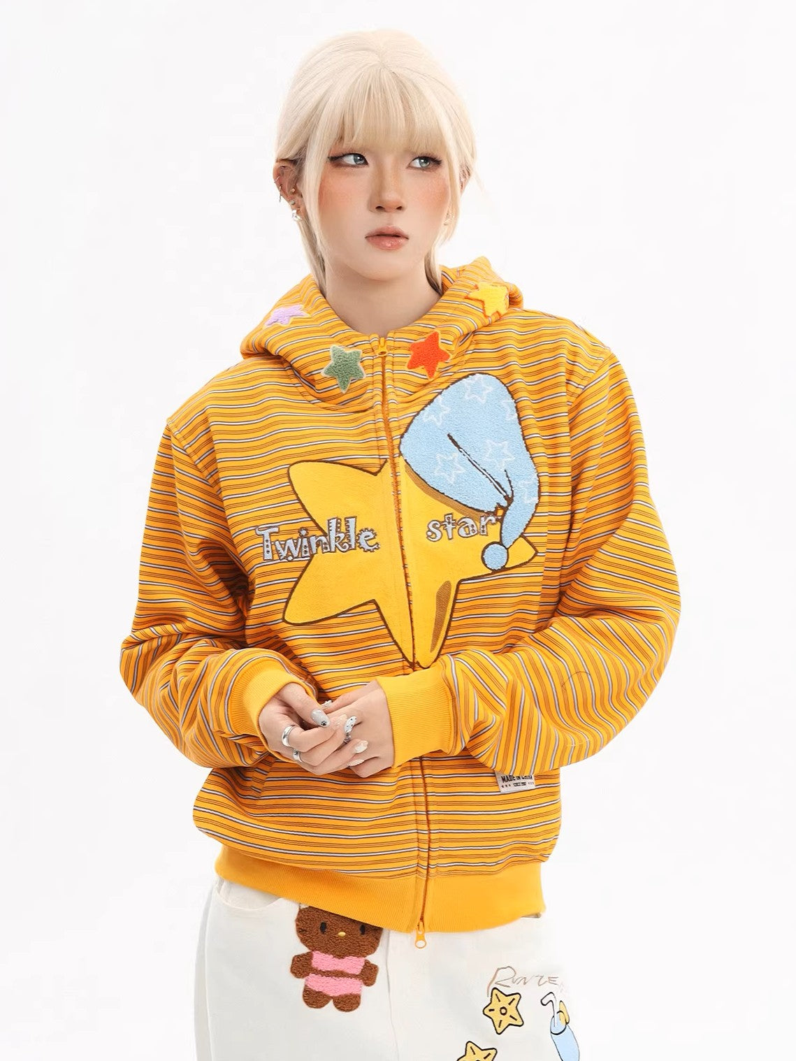 'Starburst' Y2K Cute Dopamine Clown Hooded Fleece Jacket AlielNosirrah