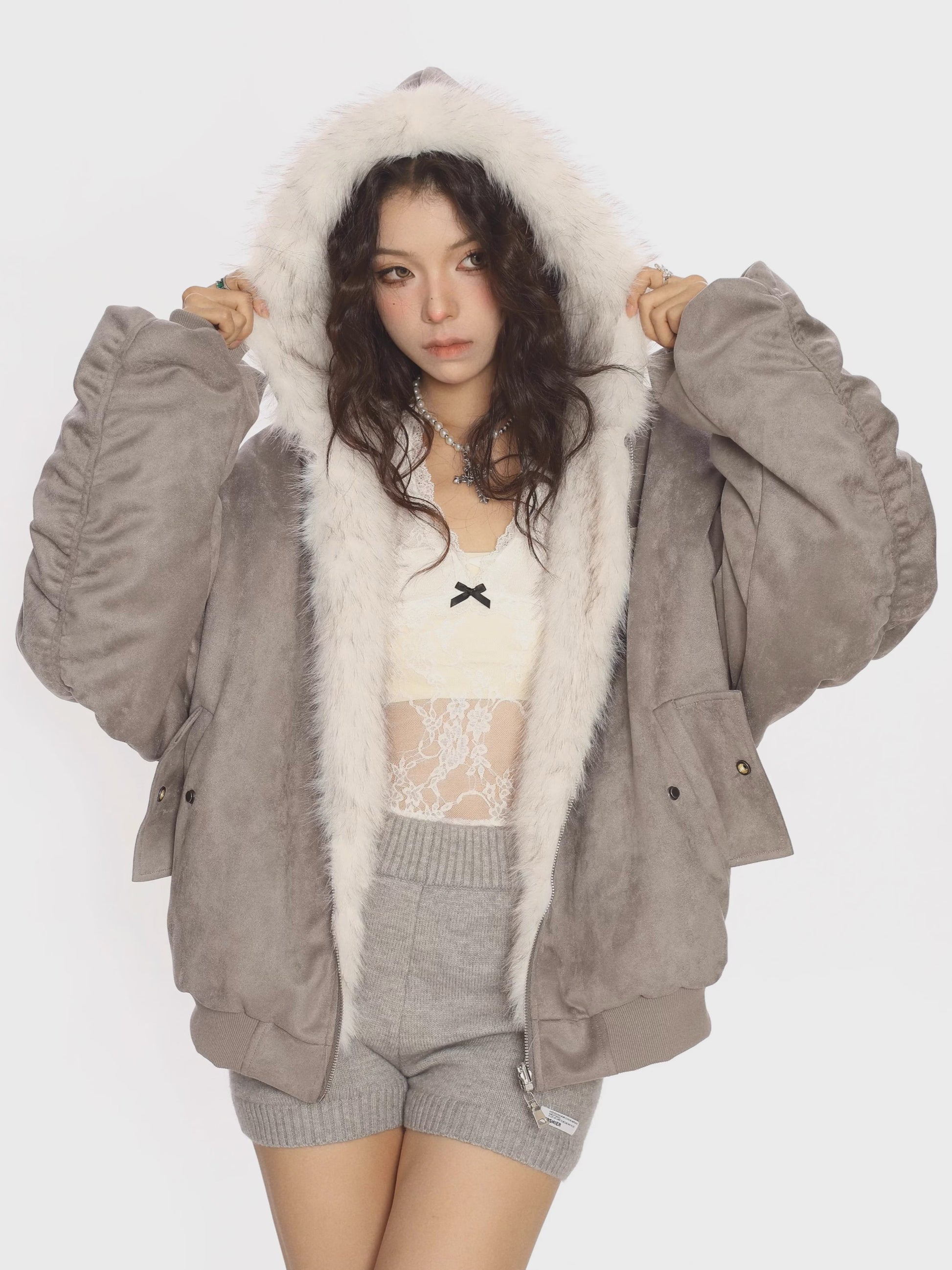 'Vandal Duo' Double-Sided Suede and Vegan Fur Jacket AlielNosirrah