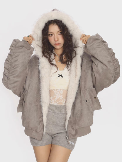 'Vandal Duo' Double-Sided Suede and Vegan Fur Jacket AlielNosirrah