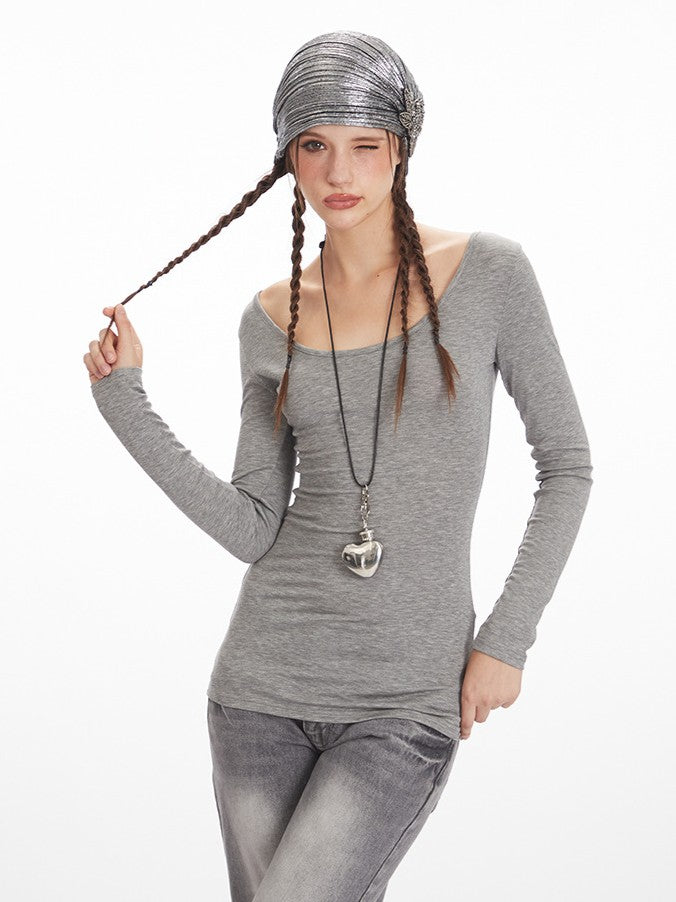 ’Lace Cross' Hot Girl Sexy Autumn Layering Tee Cross Back Lace Slim-Fit Long Sleeve Top AlielNosirrah