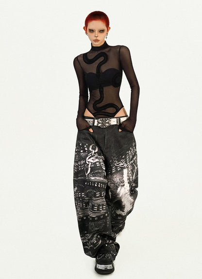 'Serpent Kiss' Cyberpunk Sheer Mesh Bodysuit (Copy) AlielNosirrah