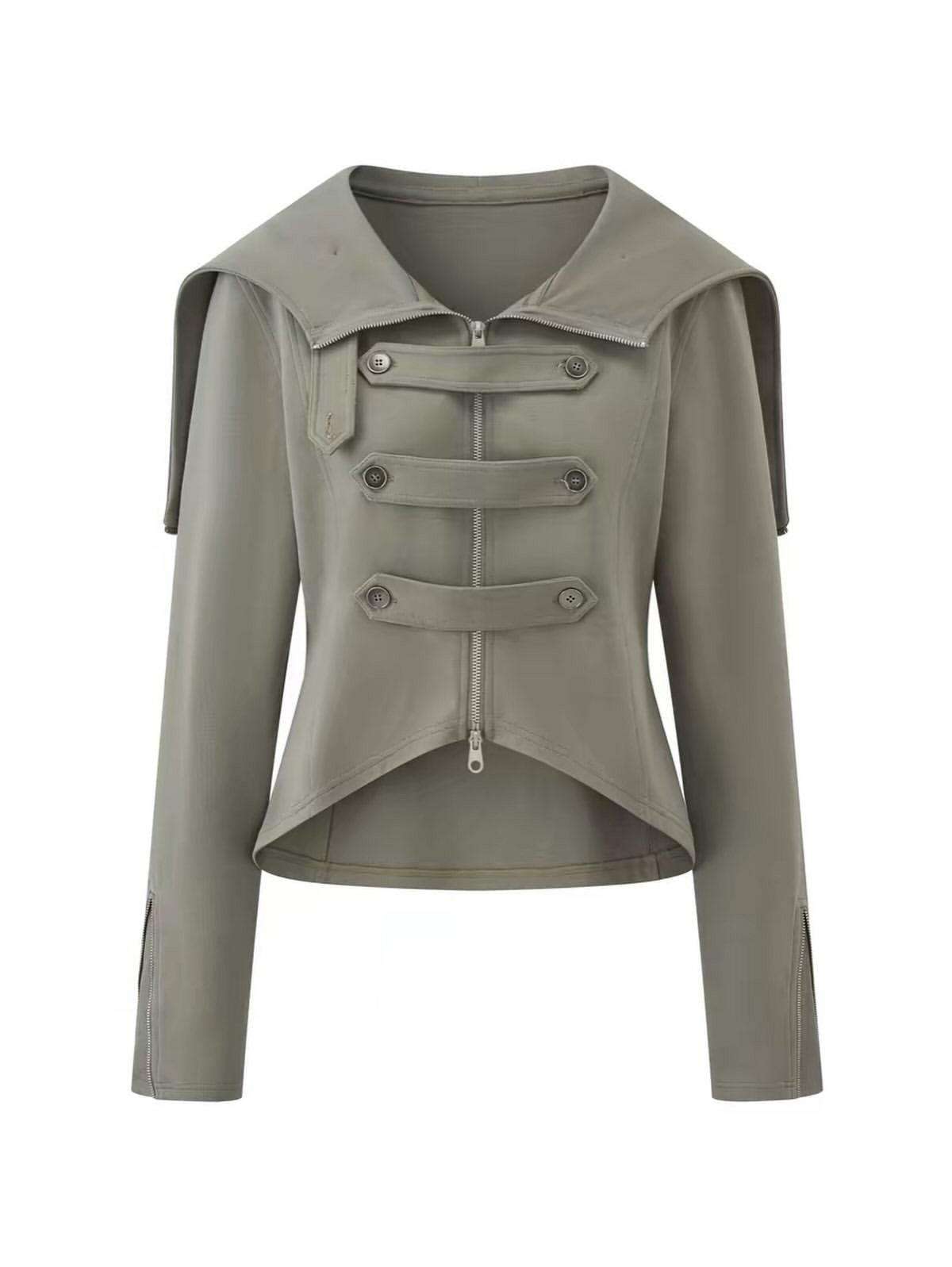 'Dark Crest' Shawl Hoodie Cuff Side Zipper Design