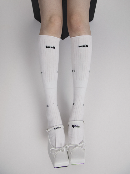 'Goal Rush' Solid Letter Trim Roll-Top Soccer Socks