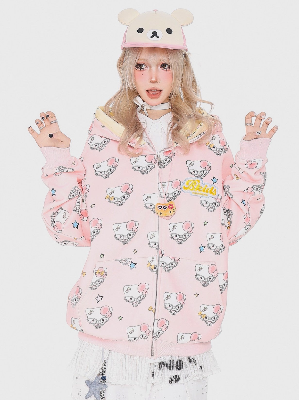'Sugar Pop' Y2K Cute Cartoon All-Over Print Hoodie Jacket AlielNosirrah