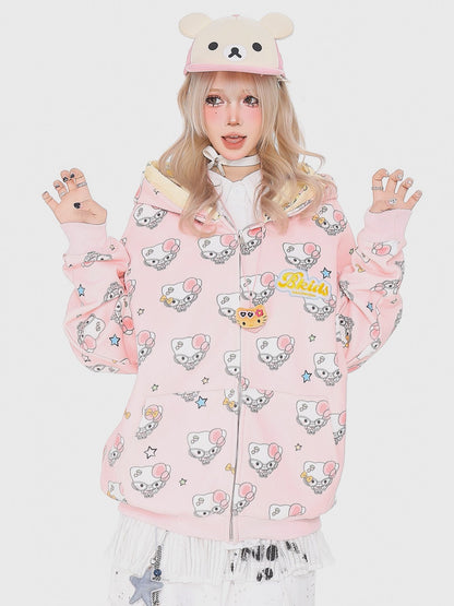 'Sugar Pop' Y2K Cute Cartoon All-Over Print Hoodie Jacket AlielNosirrah