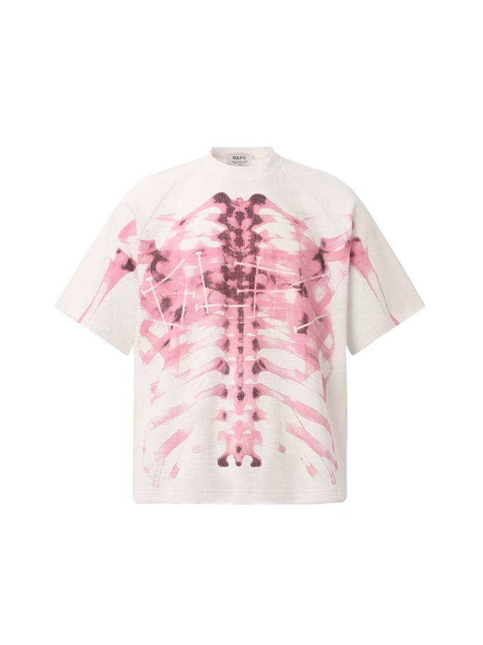 'BoneEcho' Gothic Skeleton Print Short Sleeve T-Shirt