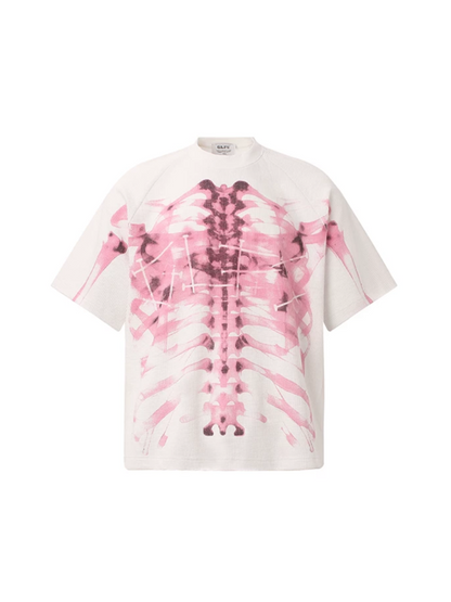 'BoneEcho' Gothic Skeleton Print Short Sleeve T-Shirt