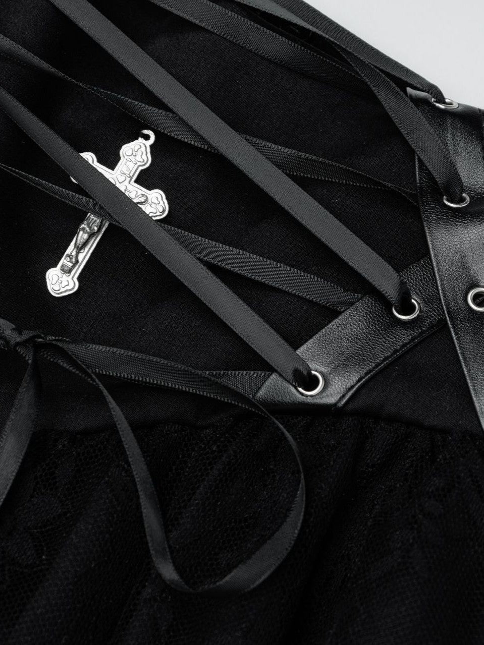 'Sinful Cross' Vintage Gothic Lace Irregular Design Skirt AlielNosirrah