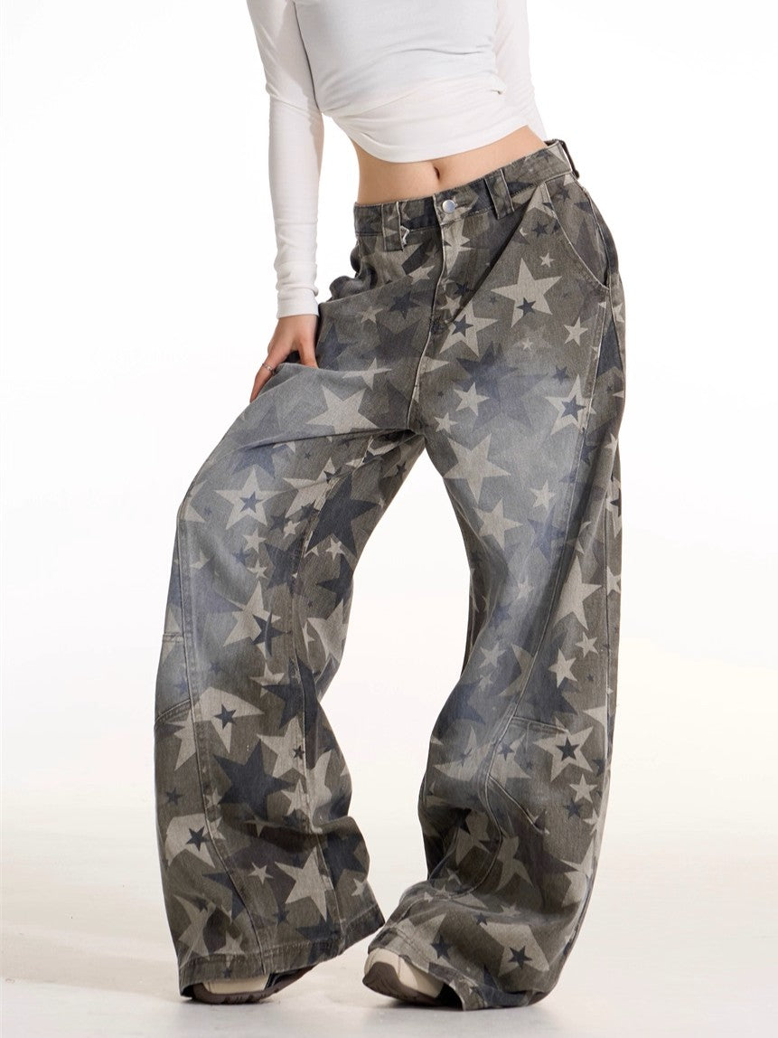 'Starlit Camo' Oversized Vintage Streetwear Hot Girl Camo Cargo Stylish Casual Pants AlielNosirrah