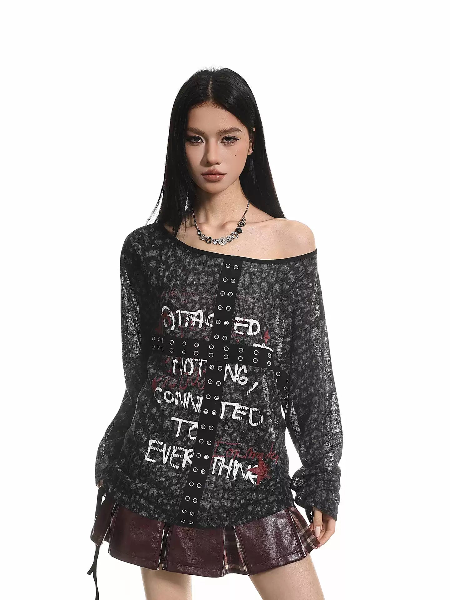 'Golden Claws' Leopard Drawstring Off-Shoulder Long Sleeve (Copy) AlielNosirrah