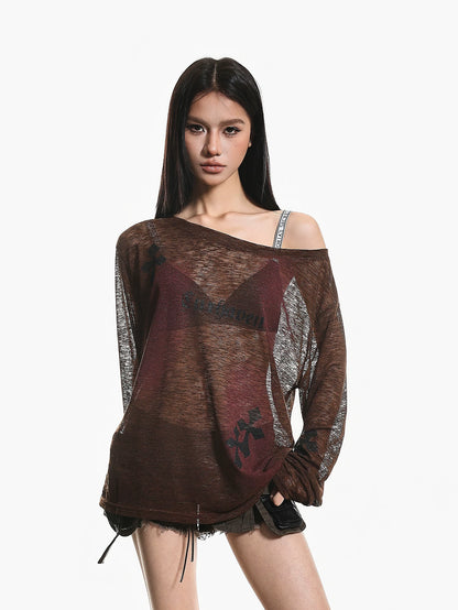 'Moon Haze' Off-Shoulder Asymmetrical Long Sleeve Cover-Up (Copy) AlielNosirrah