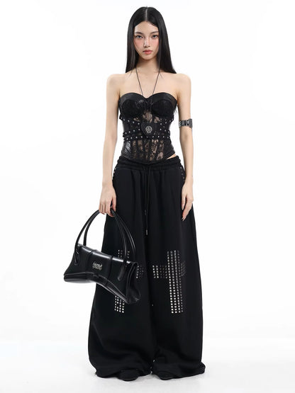 'Street Float' Rhinestone Cross Oversized Casual Streetwear Trousers (Copy) AlielNosirrah