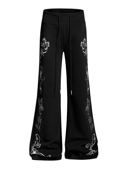 'Soft Bloom' Vintage Floral Slight-Flared Casual Pants AlielNosirrah