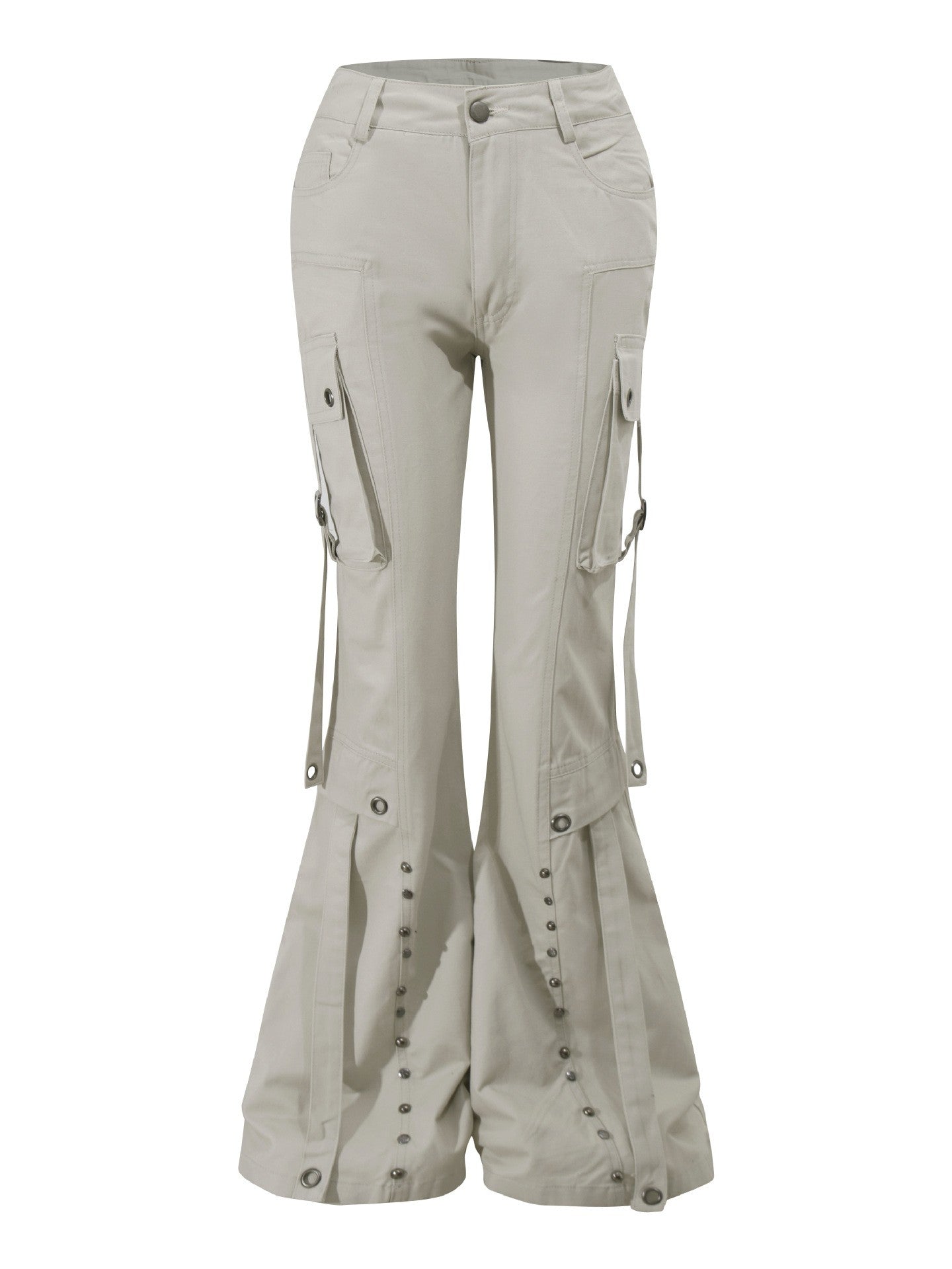 'Urban Edge' Autumn Winter Retro Apricot Flared Streetwear Work Pants AlielNosirrah