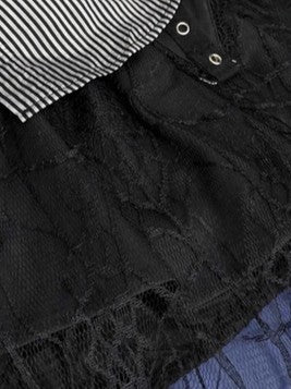 ’Sweet Entwine' Lace Patchwork Bow-Tie Blouse & Mini Skirt Set AlielNosirrah