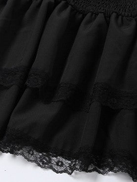 'Nocturne Lace' Goth Lace-Trim Off-Shoulder Dress AlielNosirrah