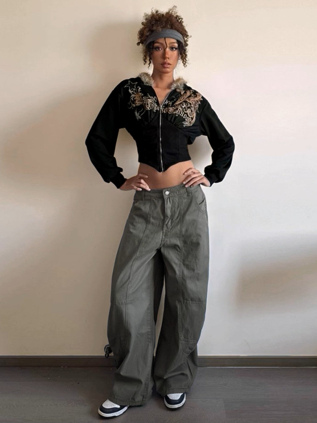 ’Blackout Statement' Black Vintage Rhinestone Hoodie Jacket (Copy) AlielNosirrah