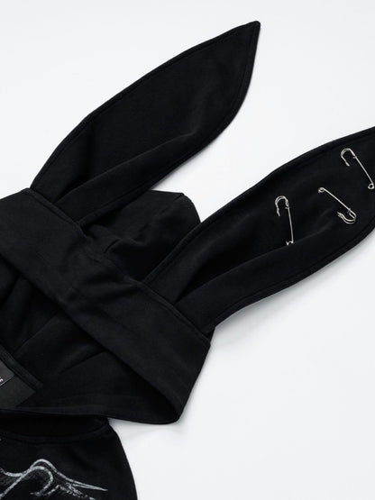 'Pin-Up Bunny' Retro Babe Bunny-Ear Zipped Oversized  Hoodie (Copy) AlielNosirrah