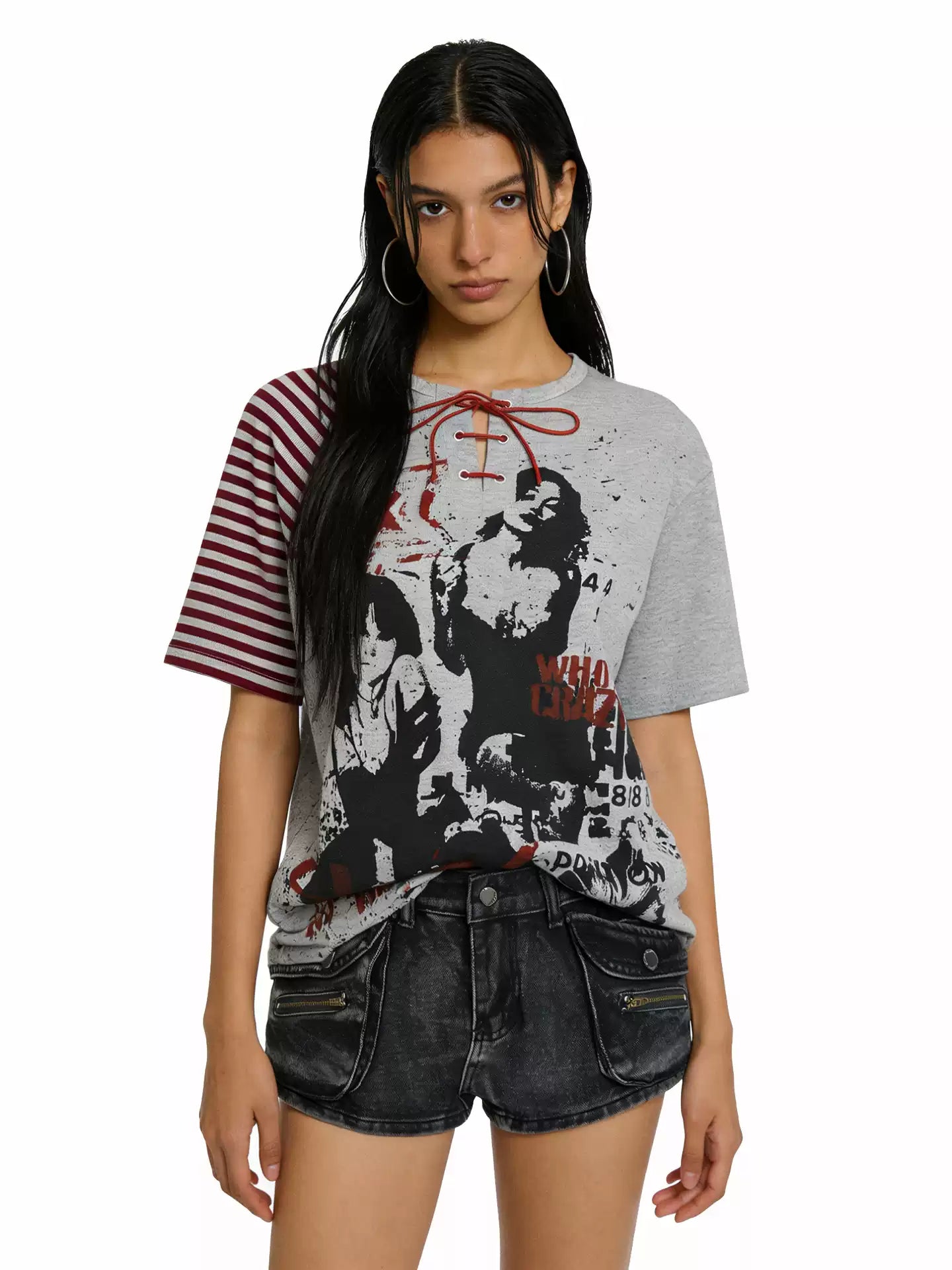 'City Outcast' Vintage Streetwear Print Striped T-Shirt AlielNosirrah