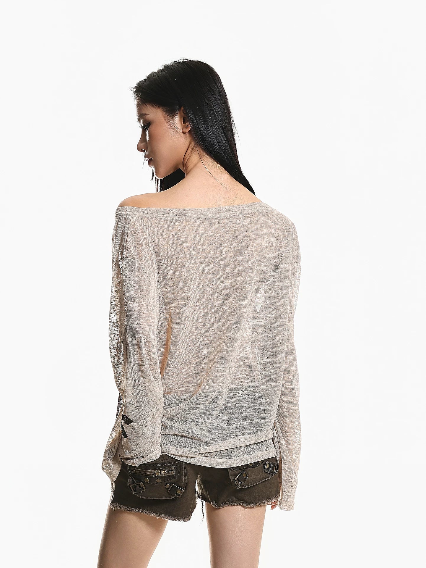 'Moon Haze' Off-Shoulder Asymmetrical Long Sleeve Cover-Up (Copy) AlielNosirrah