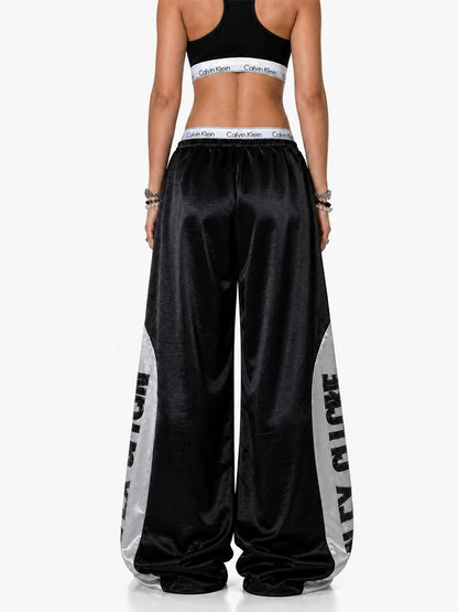 'Blockline' Contrast Panel Letter Graphic Baggy Pants