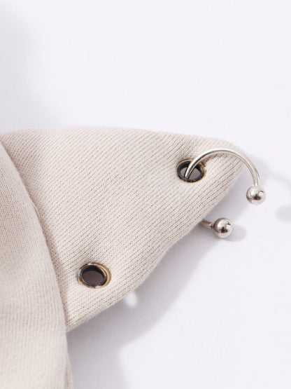 'Feral Cat' Cropped Print Drawstring Spicy Street Hoodie (Copy) AlielNosirrah