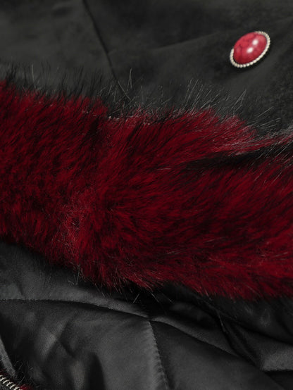 'Frosted Vixen' Double Zippers Faux Fur Collar Cropped Jacket (Copy) AlielNosirrah