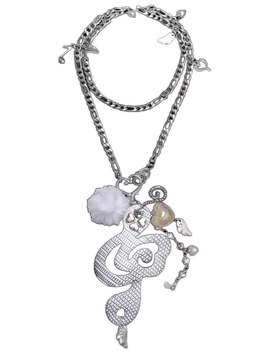 'Melody of Hearts' Y2K Angel Music Note Wing Necklace AlielNosirrah