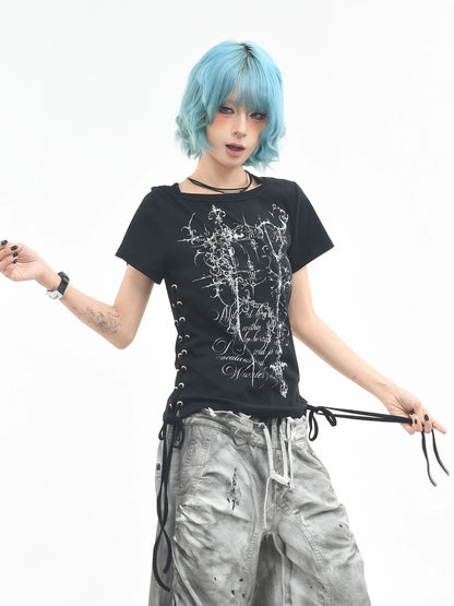 'AltTag' Light Alt Style Graffiti Tie Strap Short Sleeve T-Shirt