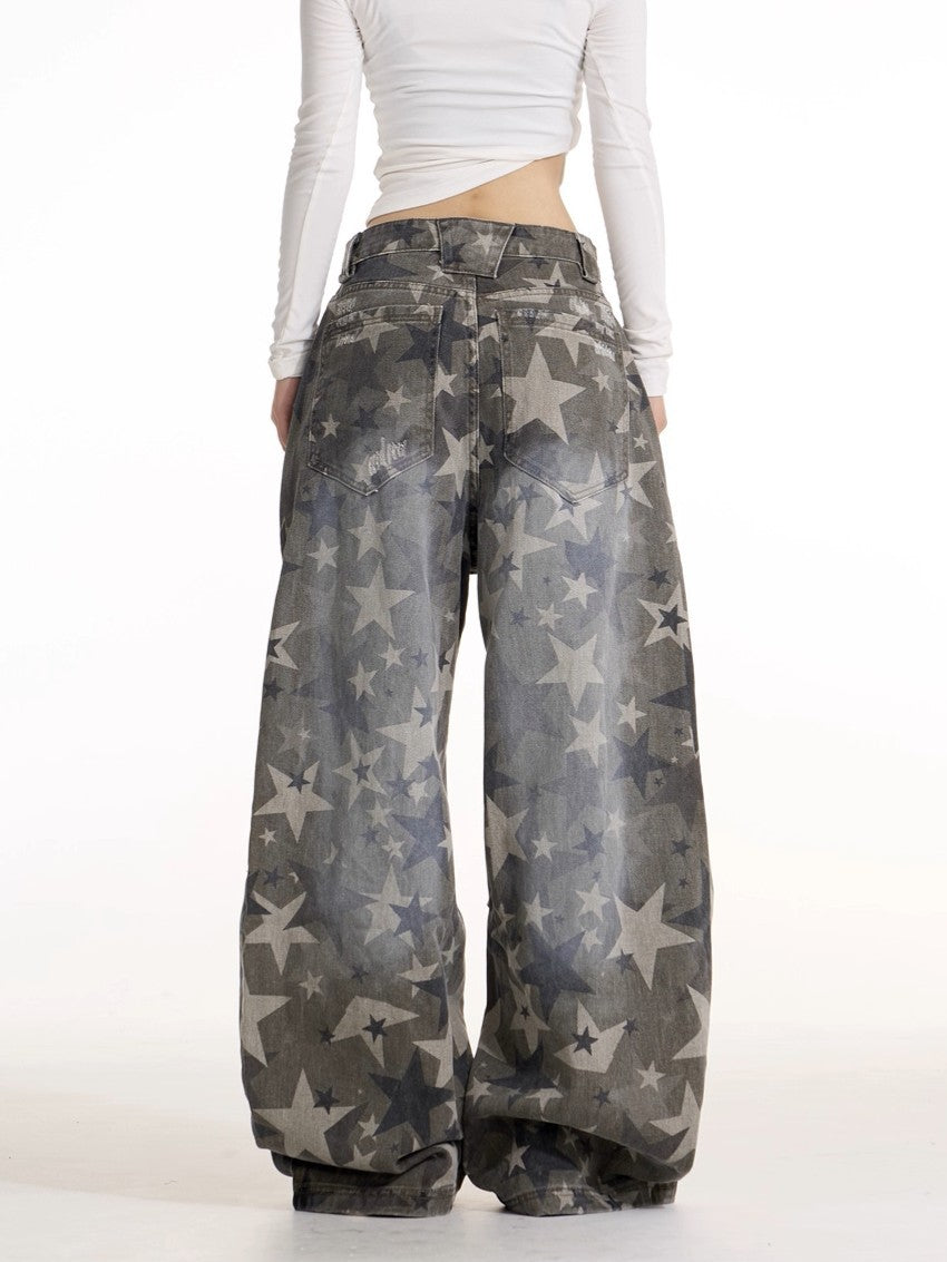 'Starlit Camo' Oversized Vintage Streetwear Hot Girl Camo Cargo Stylish Casual Pants AlielNosirrah