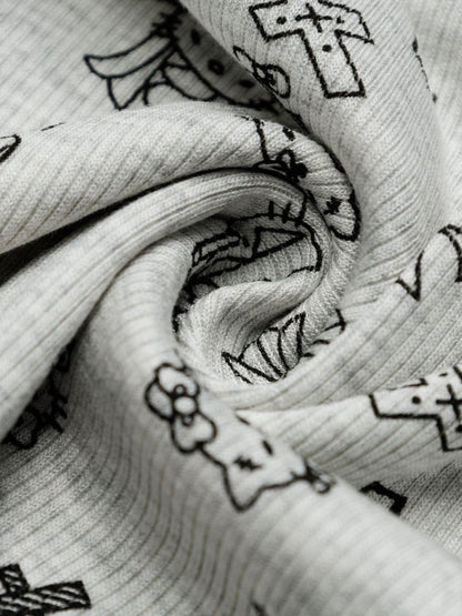 'Meow Babe' Y2K Off-Shoulder Embroidered Long Sleeve Tee (Copy) AlielNosirrah