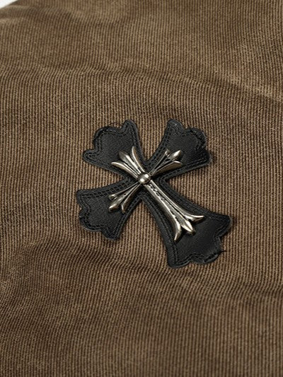 'Frosted Faith' Cross Print Fleece-Lined Thick Jacket AlielNosirrah