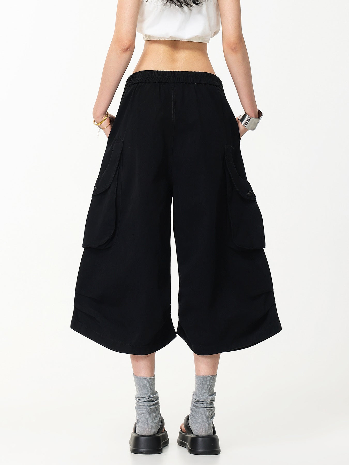 'Street Wideleg' Y2K Loose Wide Leg Cargo Capri Pants