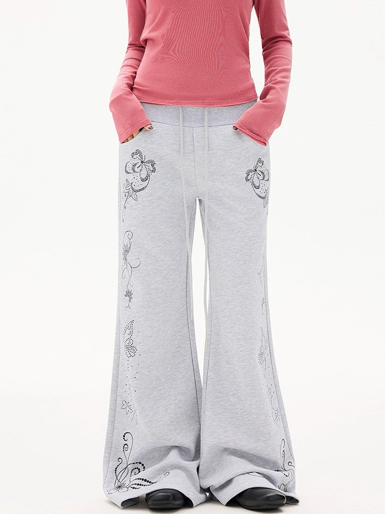 'Soft Bloom' Vintage Floral Slight-Flared Casual Pants AlielNosirrah