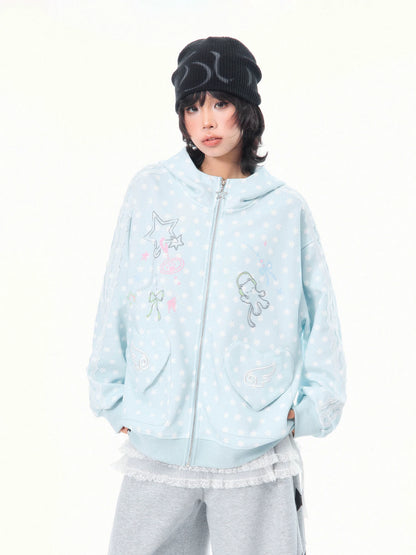 'Kitty Star' Allover Cat Star Pattern Hoodie AlielNosirrah