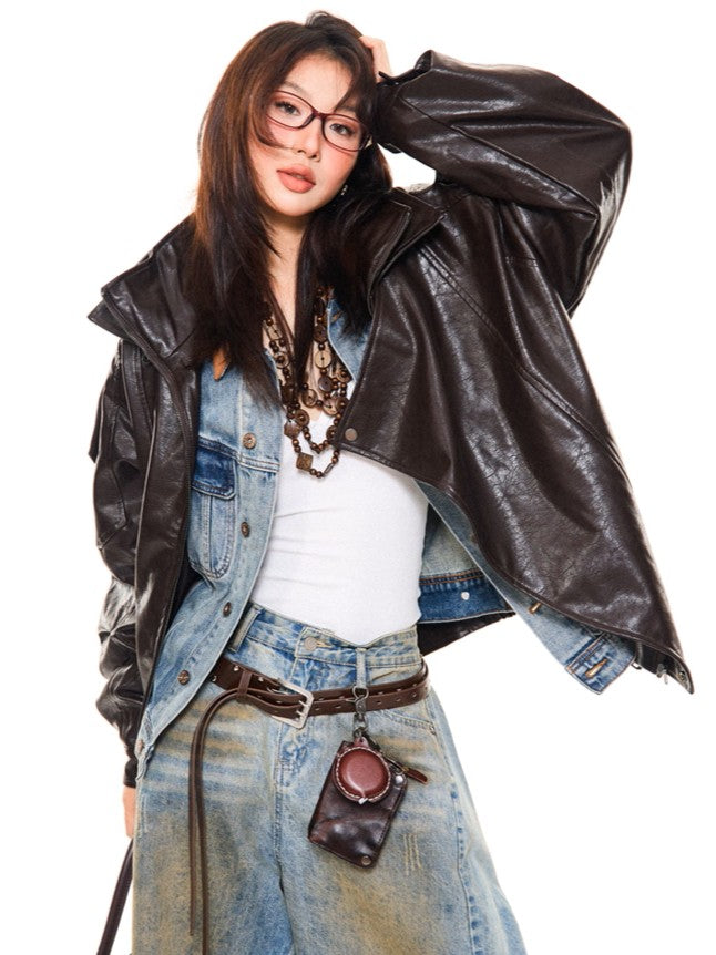'Night Rider' Vintage-Style PU Leather Moto Leather Jacket AlielNosirrah
