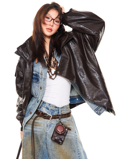 'Night Rider' Vintage-Style PU Leather Moto Leather Jacket AlielNosirrah