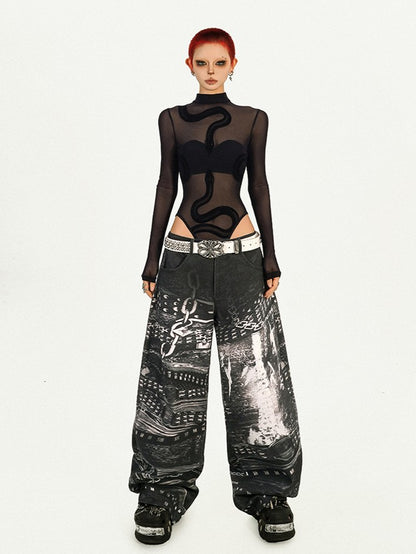 'Serpent Kiss' Cyberpunk Sheer Mesh Bodysuit (Copy) AlielNosirrah