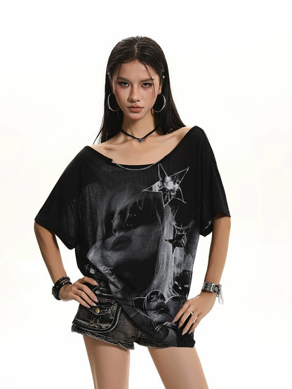 'Old Soul' Vintage Graphic Print Short Sleeve T-Shirt AlielNosirrah