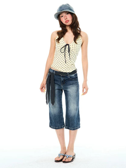 'Blue Breeze' Vintage Washed Cropped Denim Jeans AlielNosirrah