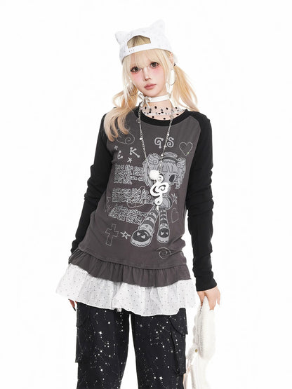 'Toon Girl' Y2k Anime Girl Print Long Sleeve T-Shirt (Copy) AlielNosirrah