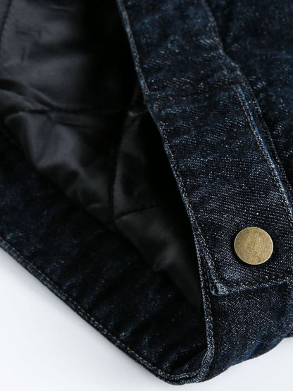 'Blue Haven' Vintage Fur-Collar Cropped Denim Puffer Jacket AlielNosirrah