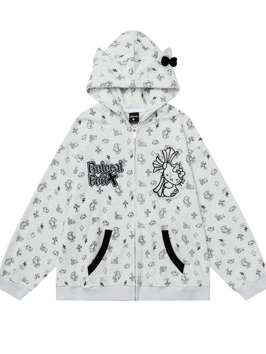 'Purrfect Kitty' Cute Cat-Ear Zipped Oversized  Hoodie (Copy) AlielNosirrah