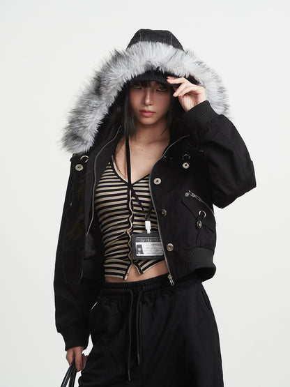 'Urban Heritage' Retro Streetwear Detachable Fur Embroidered Street Jacket (Copy) AlielNosirrah