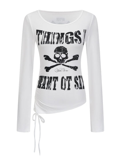 ’Y2K Babe' Vintage Retro Street Style Y2K Skull Design Slim Long Sleeve Tee (Copy) AlielNosirrah