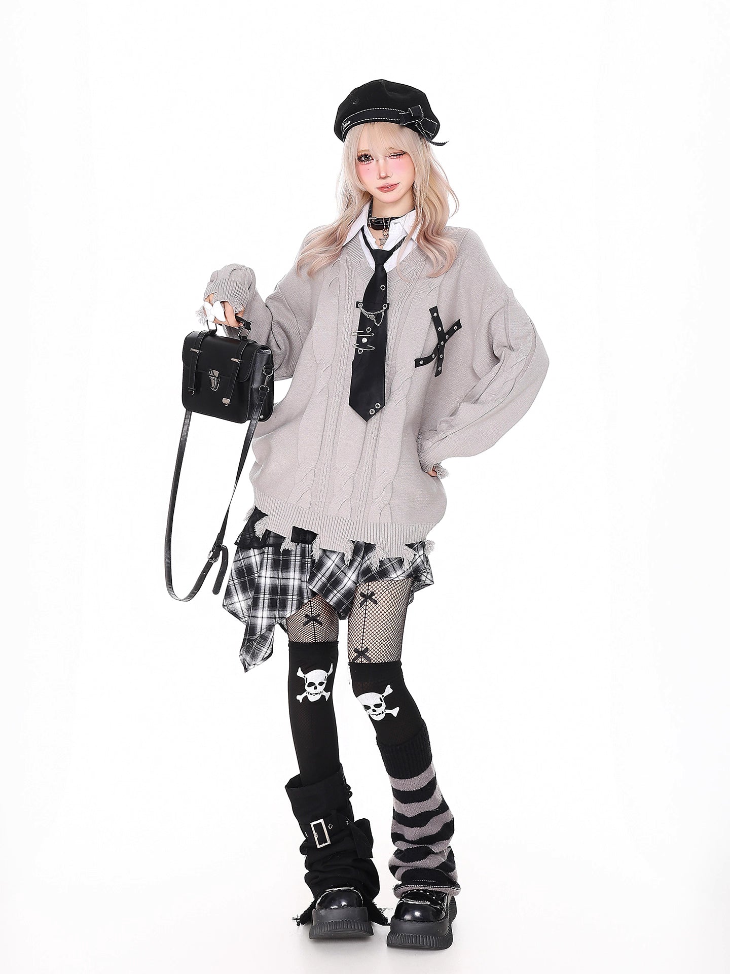 'Campus Crush' Layered-Style Polo Collar Knit Sweater AlielNosirrah