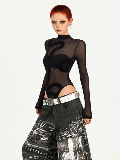 'Serpent Kiss' Cyberpunk Sheer Mesh Bodysuit (Copy) AlielNosirrah