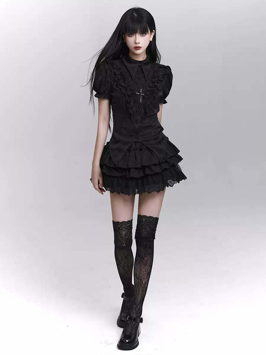 'Spirit Doll' Gothic Black Puff Sleeve Blouse AlielNosirrah